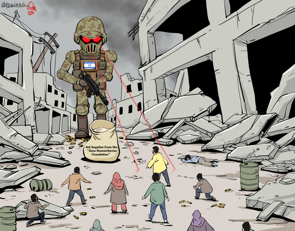 【Editorial Cartoon】Gaza’s Real-Life “Squid Game”_fororder_英語