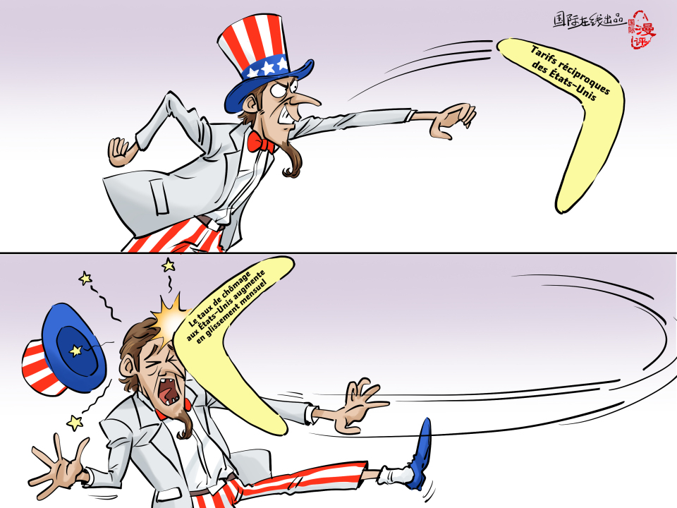 【Actualité en caricatures】Le retour du boomerang l'atteignit en plein front_fororder_法語