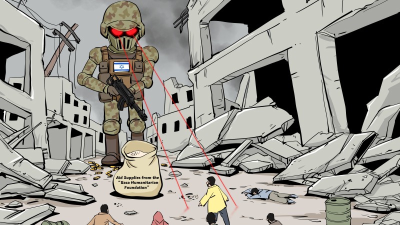 【Editorial Cartoon】Gaza’s Real-Life “Squid Game”