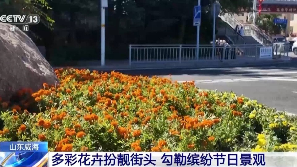 喜迎國慶 國旗鮮花扮靚各地街頭