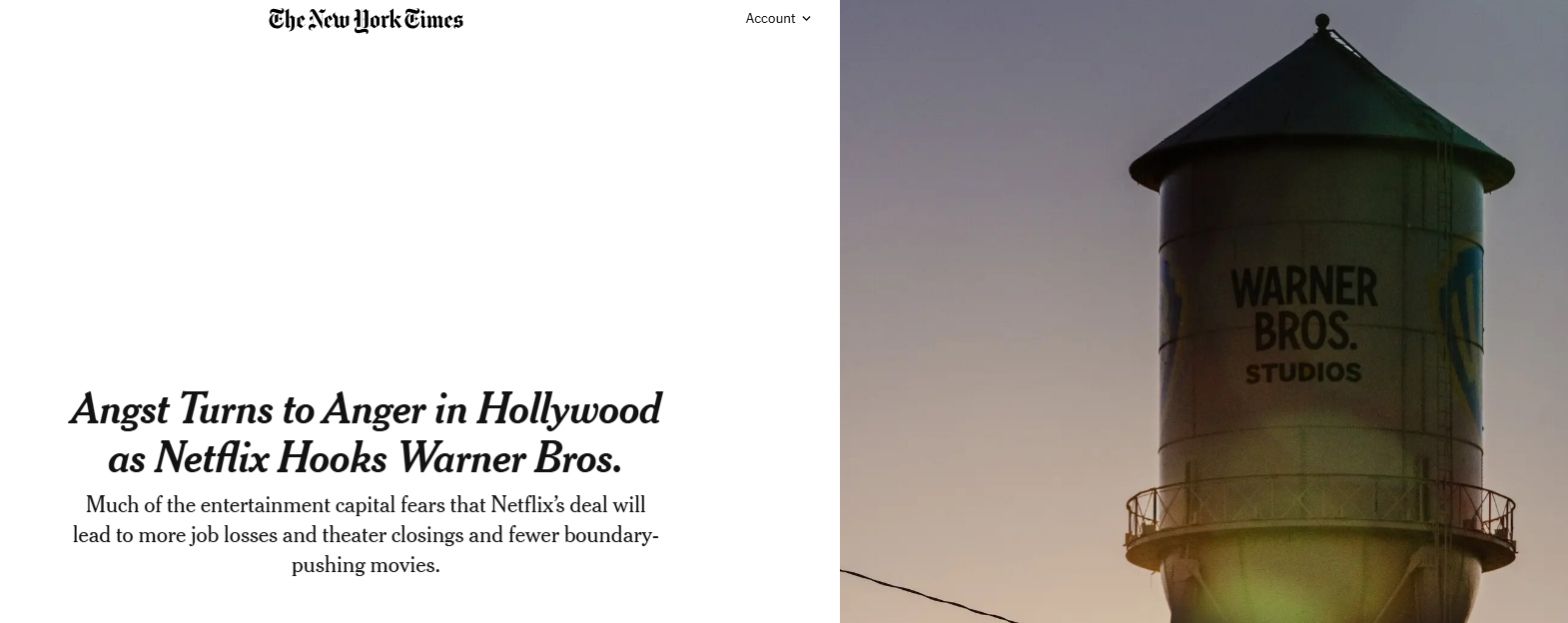 全球媒體聚焦 | 奈飛將收購華納兄弟 好萊塢會迎來終結嗎?_fororder_aa3a5df2435844408e51e5862c4385e1