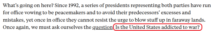 全球媒體聚焦 | 美媒:美國是否已經“對戰爭上癮”?