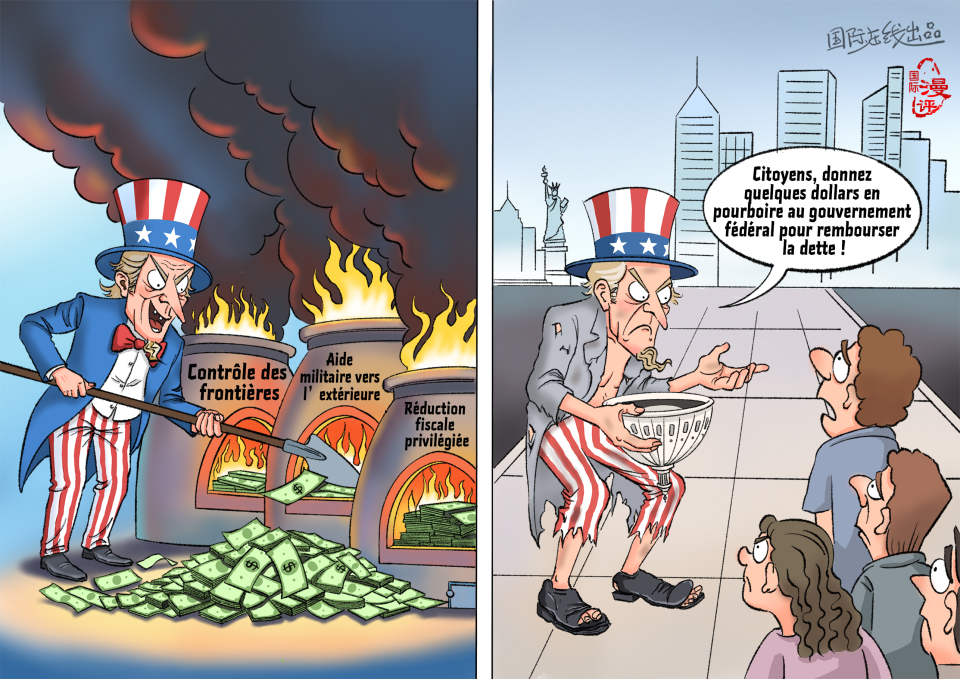 【Actualité en caricatures】 Mendier pour sauver le pays_fororder_“化緣”救國（法）