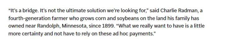 全球媒體聚焦| 美聯社:對於美國政府的救助 農民們並不買賬