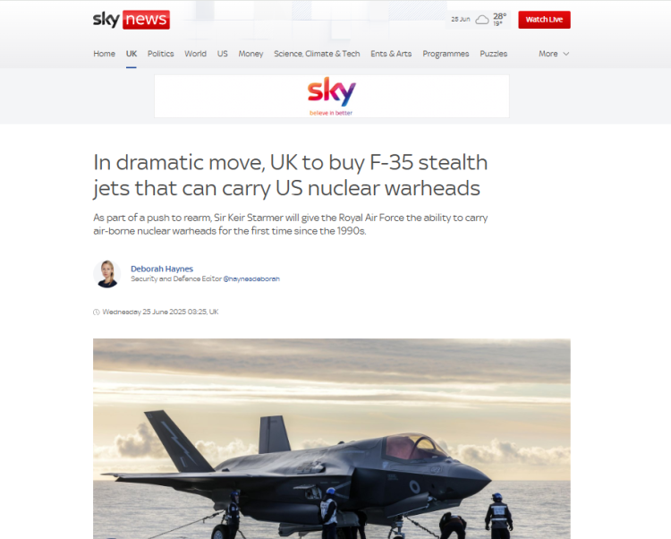 購買12架F-35A戰鬥機 英國將恢復空基核打擊能力_fororder_企業微信截圖_20250625111856