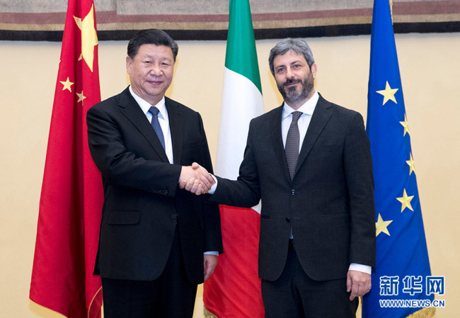 Presidente chino se reúne con presidente de Cámara Baja italiana
