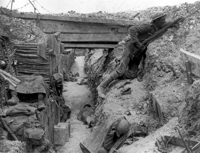 A German trench occupied by British Soldiers during the Battle of the Somme, July 1916 [Photo: IWM, London]