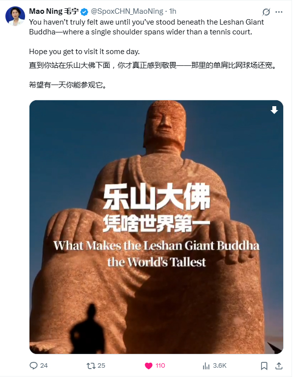 外交部發言人毛寧向全球推介樂山大佛_fororder_圖片-1