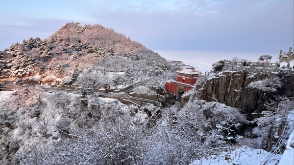 雪後泰山披銀裝 雲海日出醉遊人