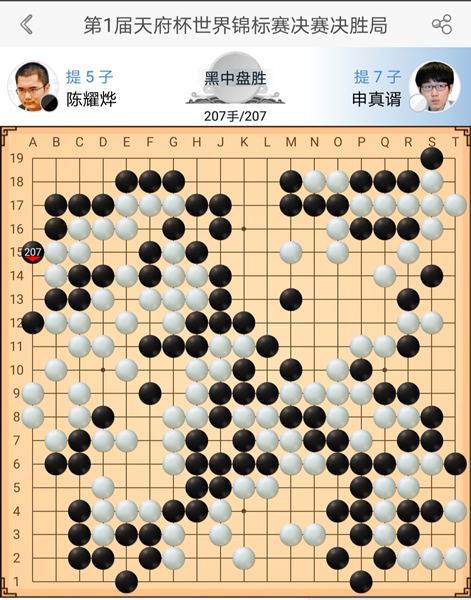 首屆天府杯世界圍棋大賽落幕 陳耀燁戰勝申真谞成為“三冠王”