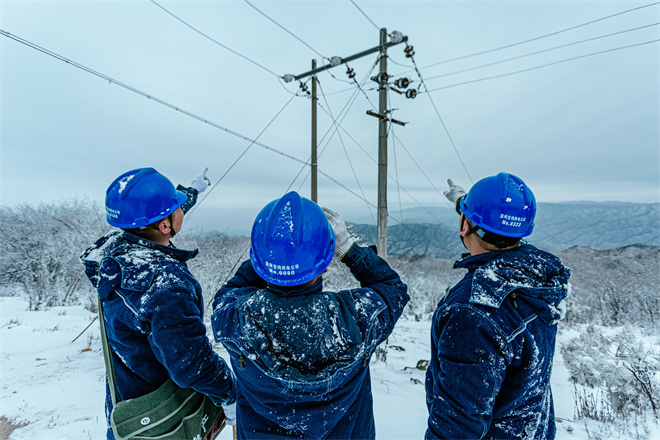 國網陜西電力：春節保供顯擔當 “三超”服務暖三秦_fororder_國網陜西電力員工對10千伏128黃秦線216支線進行巡視.JPG