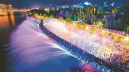 安康漢江新添步道噴泉景觀