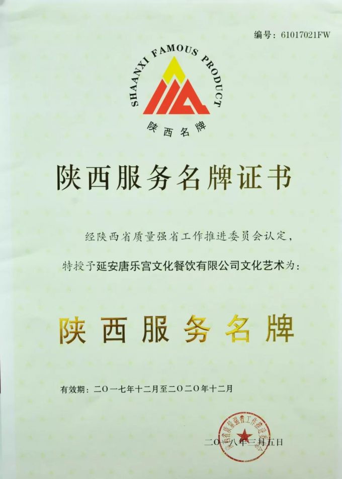 陜旅集團延安唐樂宮獲批“國家級服務業標準化試點”
