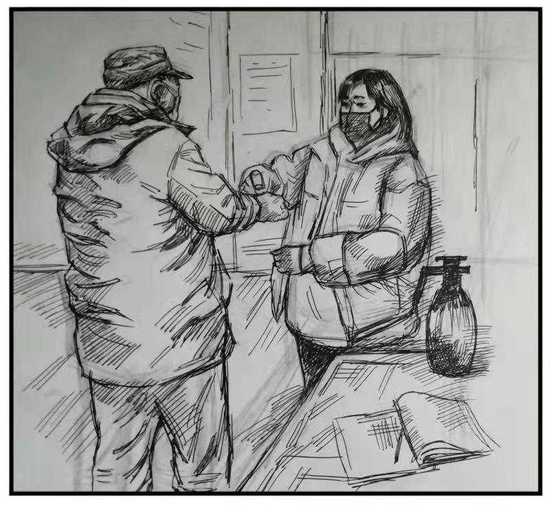 渭南市華州一村書記手繪素描致敬抗疫平凡英雄_fororder_WechatIMG97