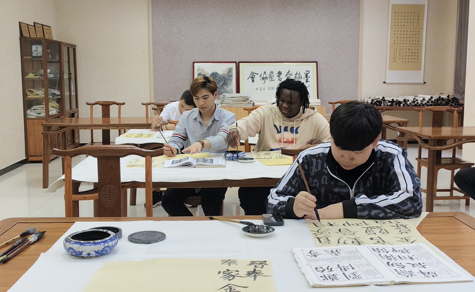 老外在渭南｜墨舞中西 國際學生在一撇一捺中感受中國文字魅力_fororder_圖片3