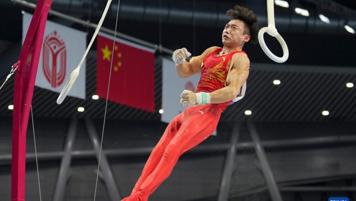 十五運會體操——男子吊環決賽：遼寧隊選手劉洋奪冠