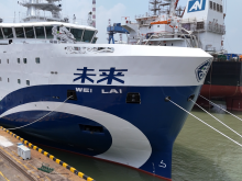 國內首艘深遠海綠色智慧技術試驗船“未來”號完成命名交付
