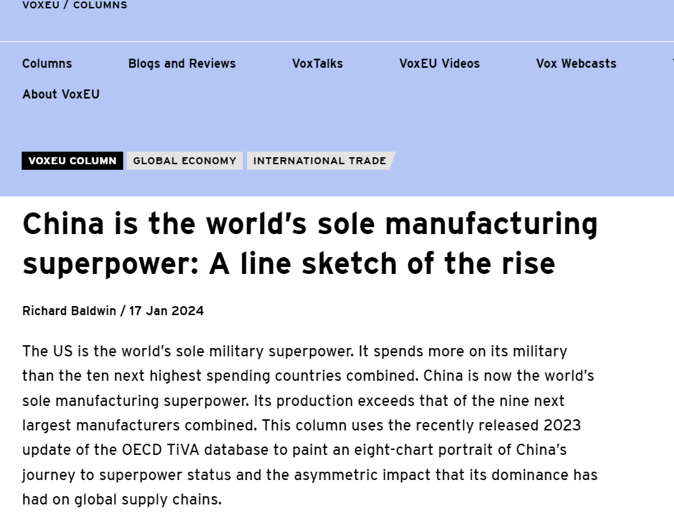 【中國那些事兒】美學者：中國是全球唯一的製造業超級大國