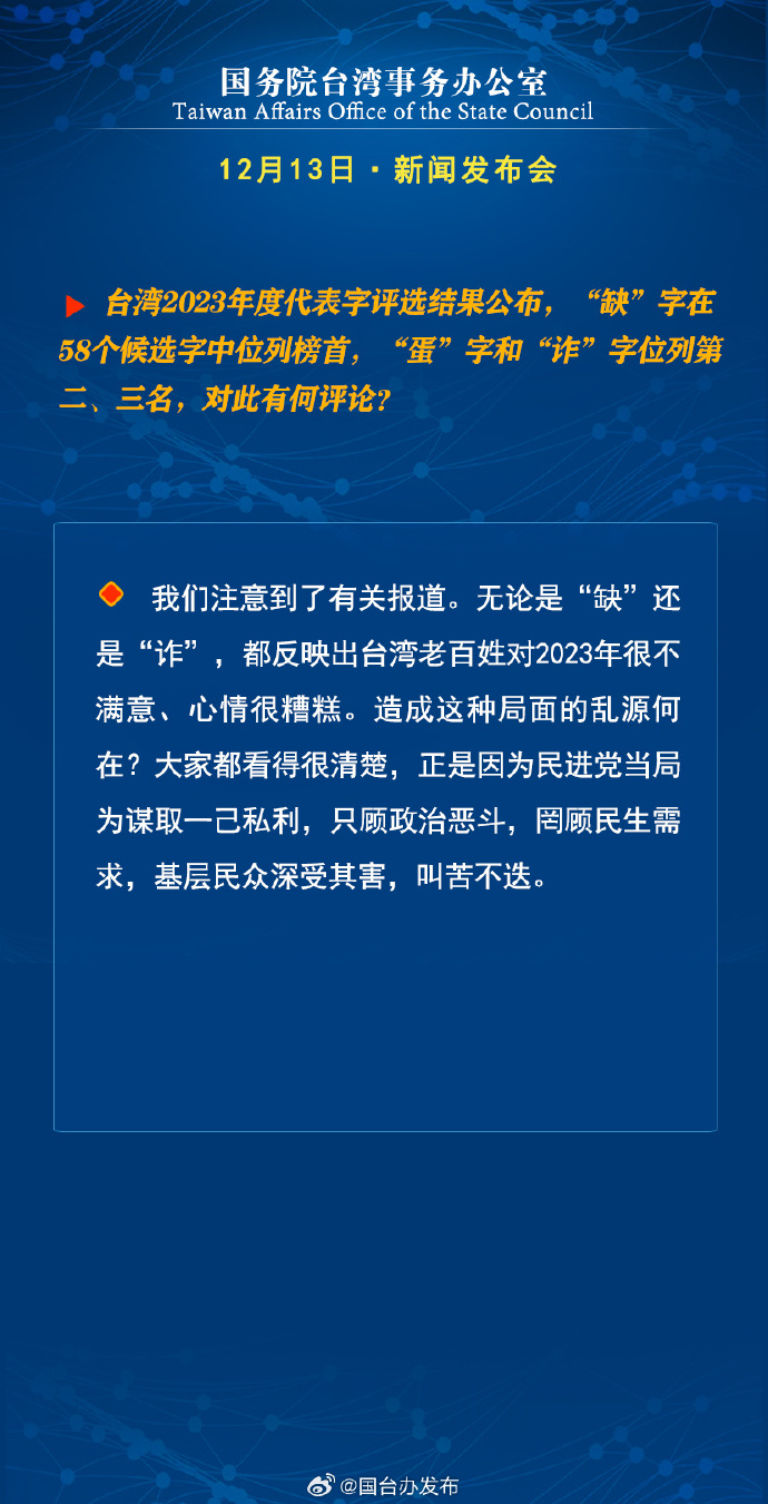 國務院台灣事務辦公室12月13日·新聞發佈會