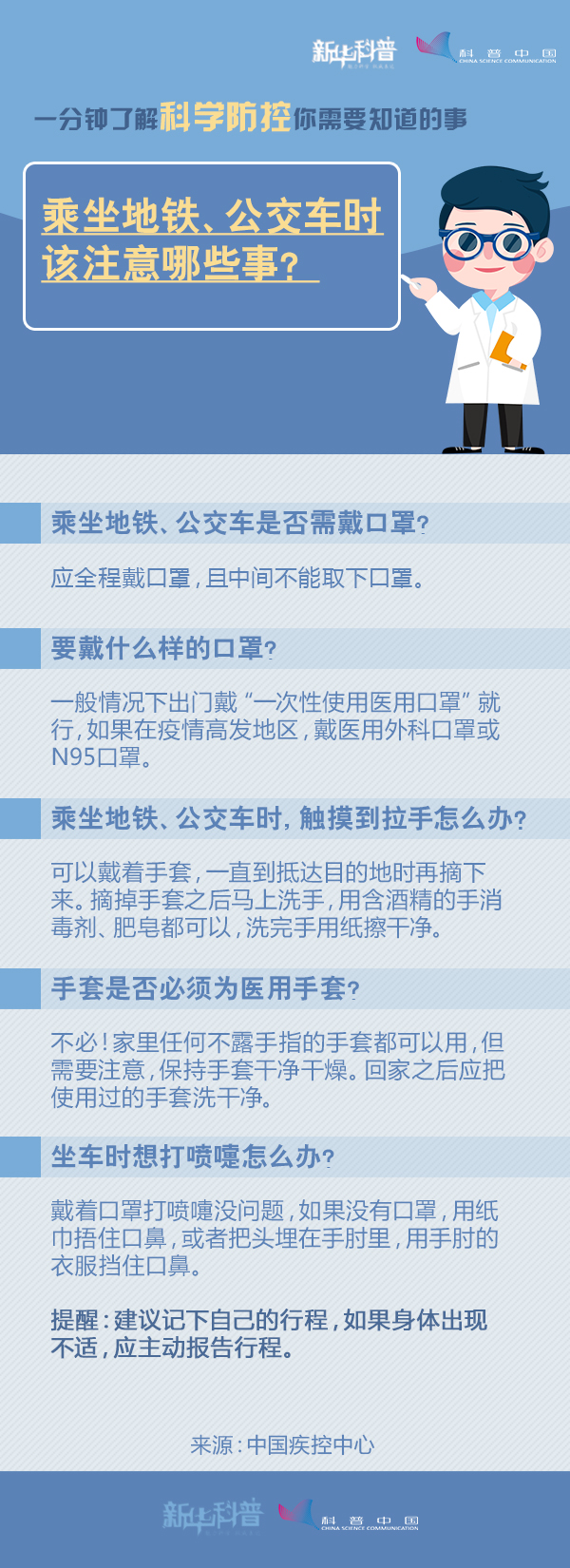 一分鐘了解科學防控你需要知道的事：乘坐地鐵、公交車時該注意哪些事？