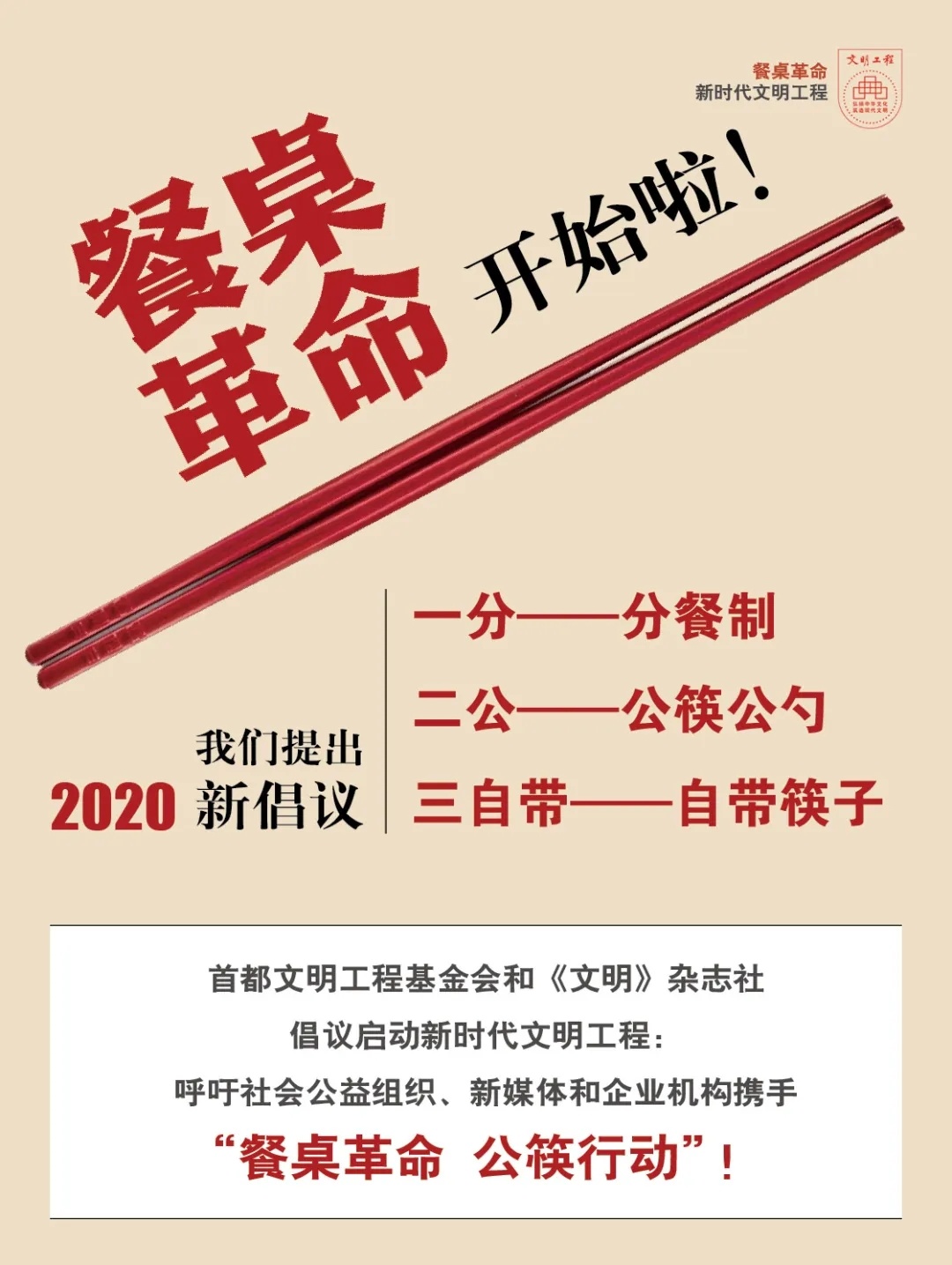 餐桌新倡議：“一分二公三自帶”