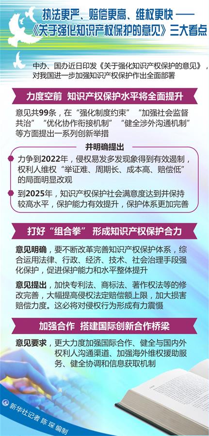 執法更嚴、賠償更高、維權更快——《關於強化知識産權保護的意見》三大看點