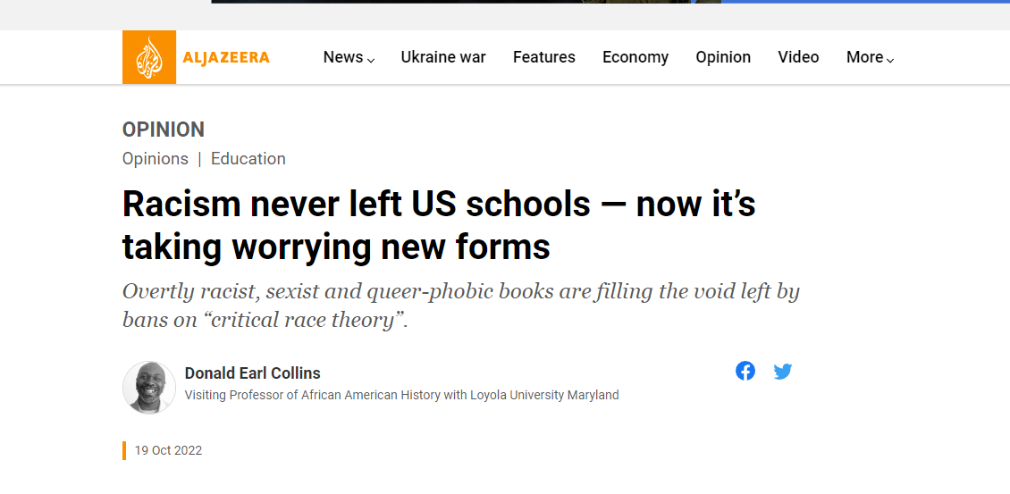 【世界説】美媒：種族主義從未離開美國校園 正以一種令人擔憂的新形式蔓延