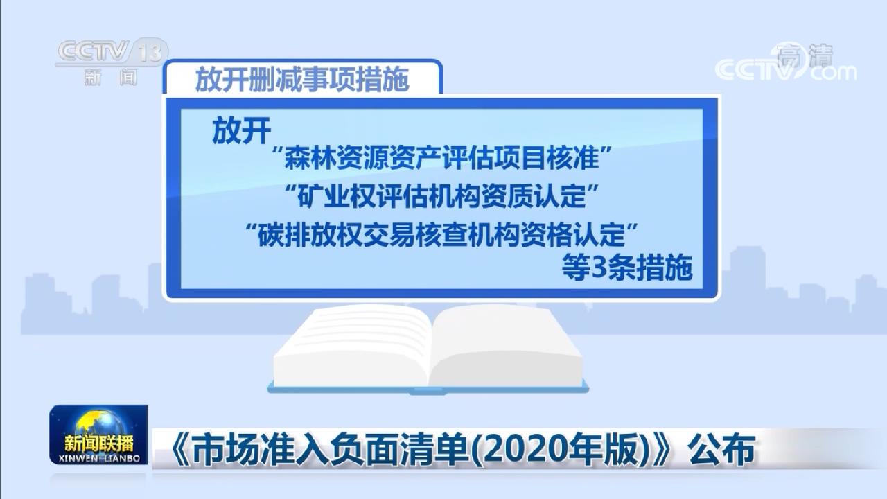 《市場準入負面清單（2020年版）》公佈