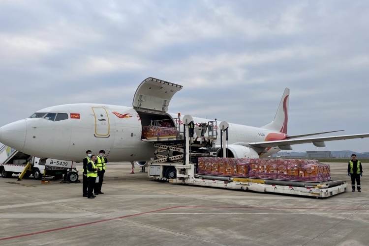 貴陽市進口水果空運包機首航成功