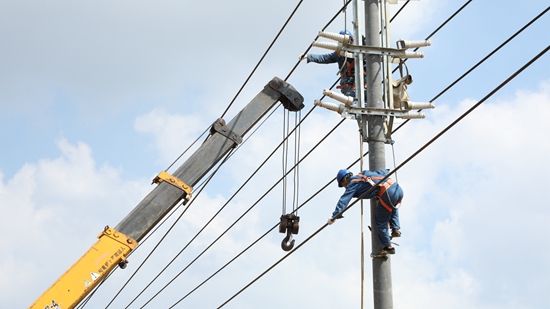 千里馳援抗颱風 貴州長順供電局奮戰廣東湛江助萬餘戶復電_fororder_長順電力工人赴湛江馳援電力設施作業.JPG