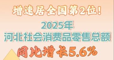 長圖·2025河北經濟數據解讀丨增速居全國第2位！2025年河北社會消費品零售總額同比增長5.6%