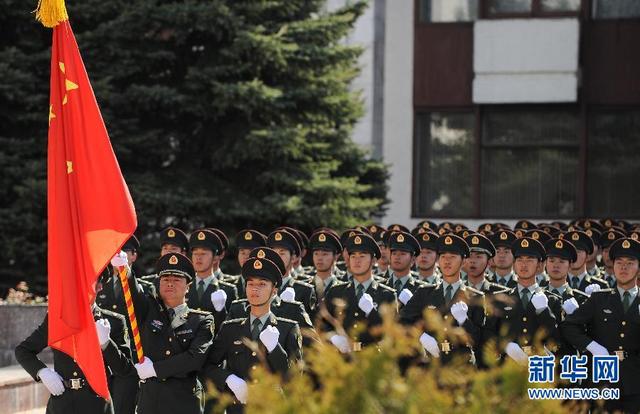 中國三軍儀仗隊進行紅場閱兵前訓練
