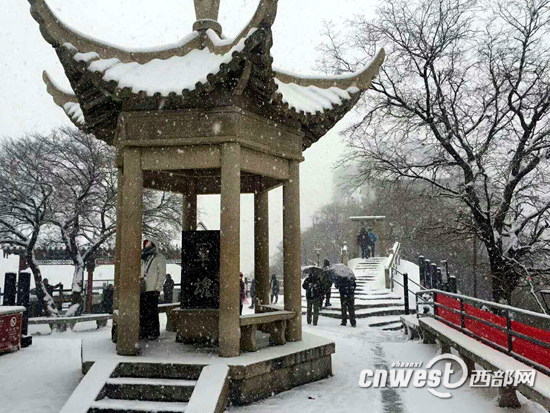 【焦點圖 顯示圖在稿件最下方】華山景區迎漫天大雪最深積雪6公分 險要景點臨時關閉