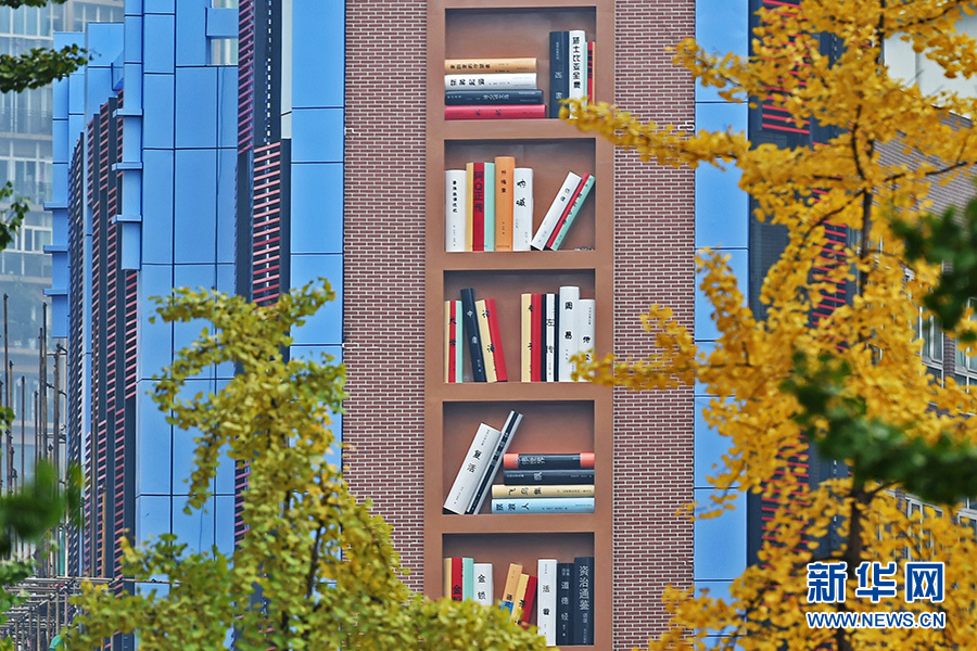重慶現別樣城市景觀 冰冷外墻變身“空中復古書架”