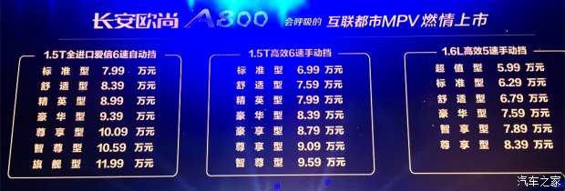 售5.99-11.99萬元 歐尚A800正式上市
