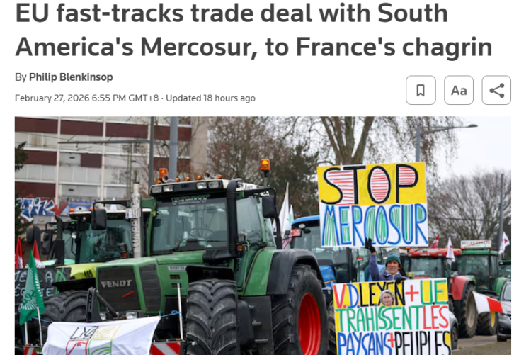 閃評 | 不惜與法國硬剛 歐盟為何急推南共市自貿協定?