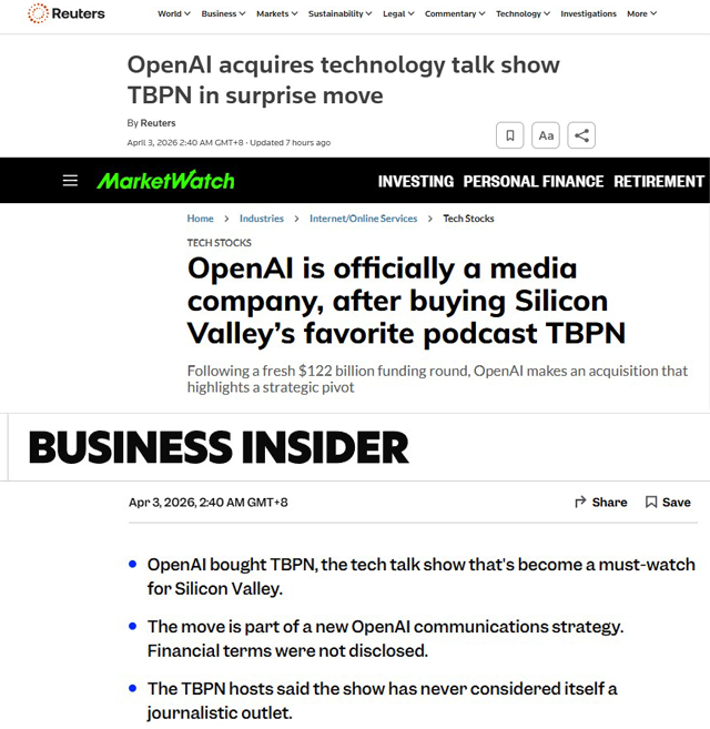 OpenAI收購科技訪談節目 力圖塑造人工智能敘事？