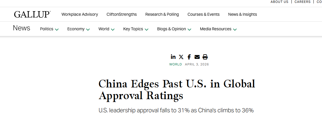 全球媒體聚焦 | 全球民調:中國領導力認可度超美國5個百分點 創最大差距_fororder_1