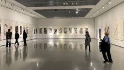 “墨語流觴”天津湖社美術家作品展在天津濱海美術館開幕